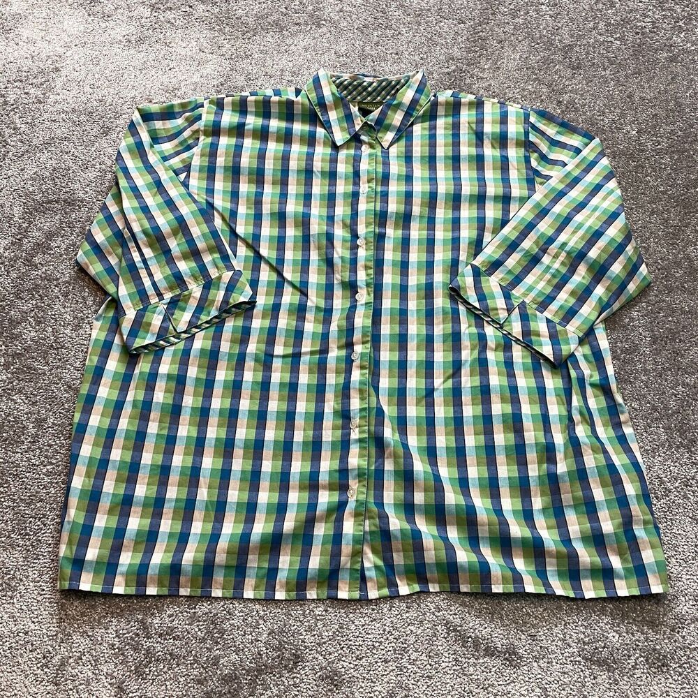 Mountain Lake Button Up Shirt Womens 24W Blue Green Plaid Long Sleeve Padded Top